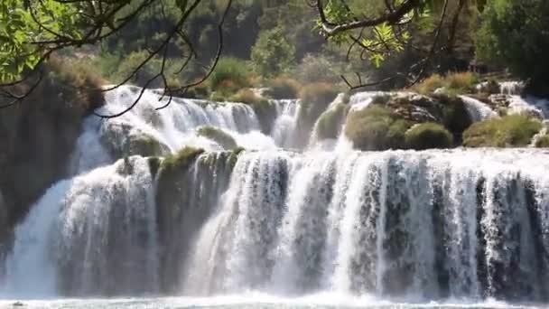 Kroatien Krka Park Wasserfall Europa Sommersaison Und Kaltes Wasser Gute — Stockvideo