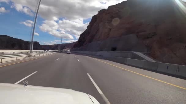 Rijden Muscat Naar Amarat Weg Een Zonnige Bewolkte Dag Met — Stockvideo