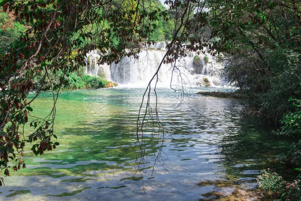 Vue Imprenable Cascades Parc National Krka Journée Ensoleillée Saison Été — Photo