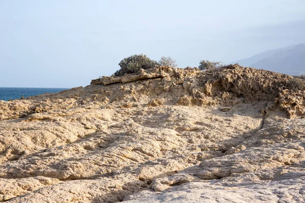Oman Strand Med Hav Och Fantastiska Klippor Sur Fence Beach — Stockfoto