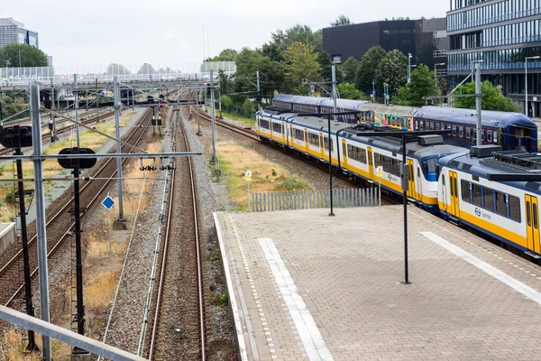 Rotterdam Train Centraal Station Con Tren Ban Station Vista Superior — Foto de Stock