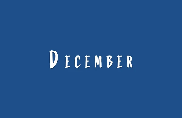 December inscriptie in het wit op een blauwe achtergrond. — Stockfoto