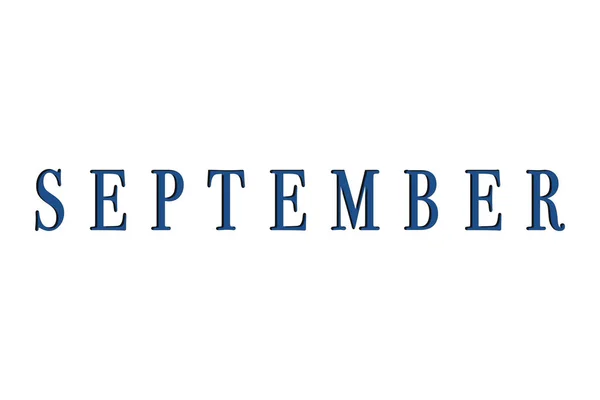 Månaden september är isolerad i blått på en vit bakgrund för kalendern. — Stockfoto