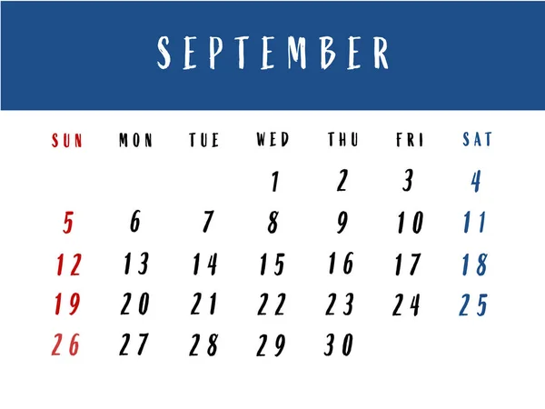 Kalender für September 2021. Illustration. — Stockfoto