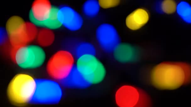 Abstract Festive Background Blurry Garland Lights Backdrop Blurry Colored Lights — Stock Video