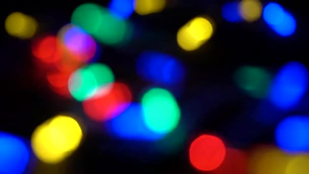 Αφηρημένο Εορταστικό Φόντο Θολή Γιρλάντα Φώτα Backdrop Θολή Χρωματιστά Φώτα — Αρχείο Βίντεο