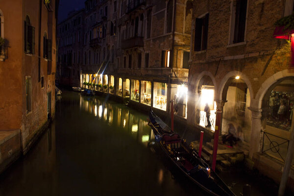 Venice canal at night