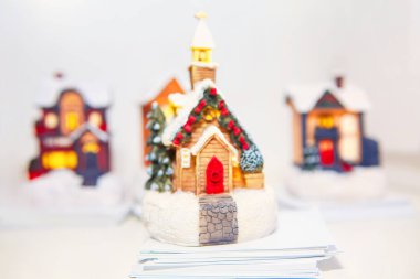 Chrismas minyatür evler, peri masalı gibi kış Köyü 