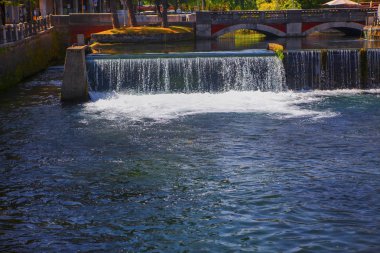 Bir kentsel parkta küçük doğal şelale