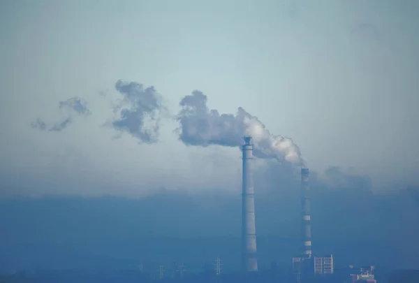 Industriella Rökrör Staden — Stockfoto