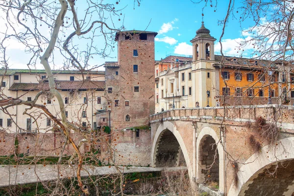 view of Ponte Fabricio in Rome