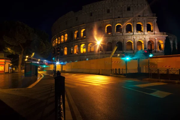 Vista Notturna Strada Colosseo Roma — Foto Stock