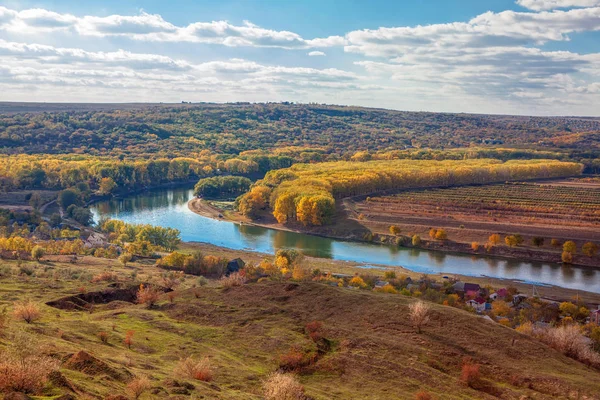 Paisaje Otoñal Del Río Dniester Moldavia — Foto de Stock