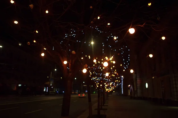 Calle Iluminada Noche Navidad — Foto de Stock