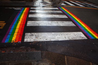 rainbow marking of a pedestrian crossing