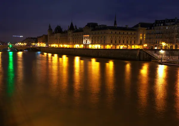 Night Paris City Tour Seine River Cruise — Stock Photo, Image