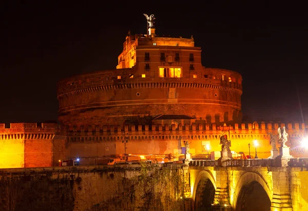 Ночной Вид Ватиканский Замок Сан Анджело — стоковое фото