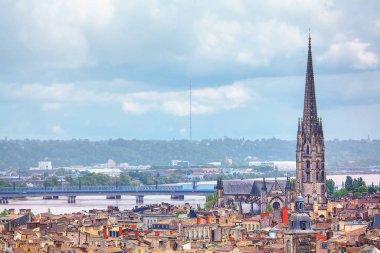 View of Bordeaux city and Basilica of Saint Michael 