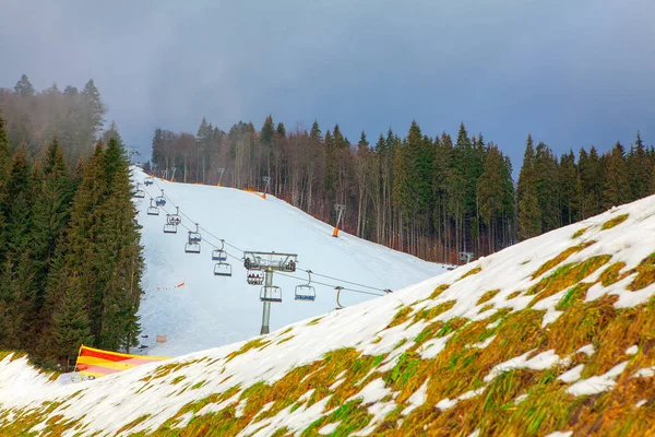 Piste Ski Montagne Enneigée — Photo