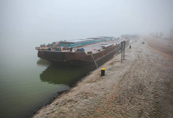 Moored Cargo Ship Danube Dock — Stock Photo, Image