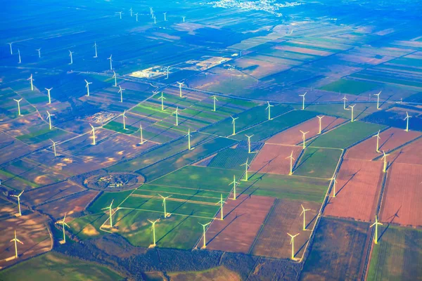 Aerial View Windmills Meadow — Stock Photo, Image
