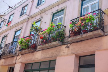 balcony with flowers view from the street 