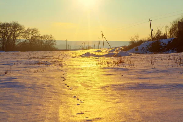 Natureza Fantástica Com Reflexo Sol Neve — Fotografia de Stock