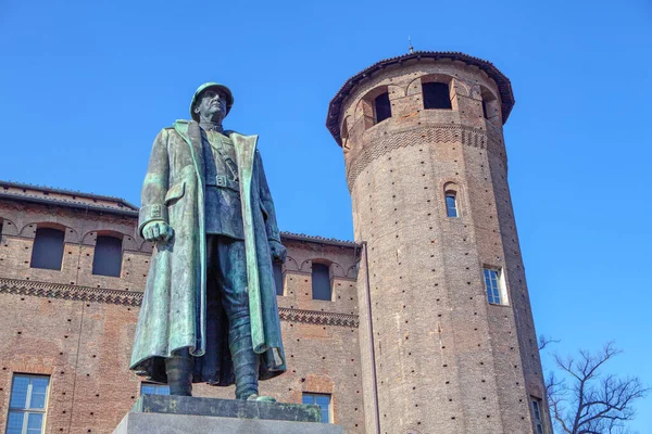 War Memorial Statue Soldier Piazza Castello Turin — Stock Photo, Image