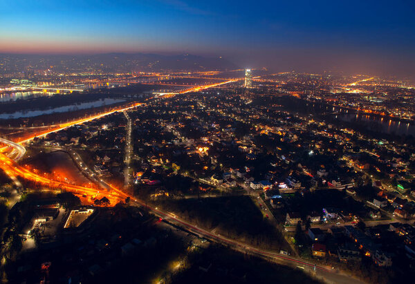Panoramic view of majestic illuminated Vienna