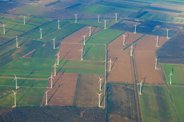 Fields Wind Turbines Aerial View — Stock Photo, Image