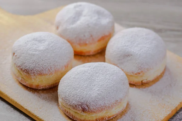 Lokmalar Reçel Dolgu Narin Donuts Yapımı Çörek Çörek Ile — Stok fotoğraf