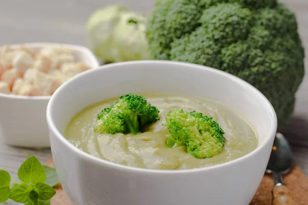 Zuppa Crema Verde Purea Broccoli Zuppa Crema Vegetariana Broccoli — Foto Stock