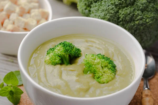 Zuppa Crema Verde Purea Broccoli Zuppa Crema Vegetariana Broccoli — Foto Stock