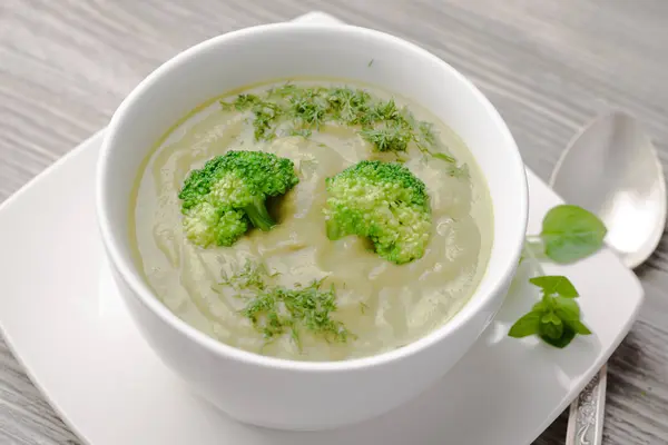 Zuppa Crema Verde Purea Broccoli Zuppa Crema Vegetariana Broccoli — Foto Stock