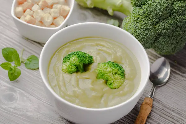 Grønnkremsuppe Brokkoli Puree Vegetarkremsuppe Brokkoli – stockfoto