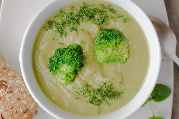 Zuppa Crema Verde Purea Broccoli Zuppa Crema Vegetariana Broccoli — Foto Stock