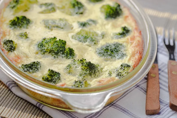 Caçarola Vegetariana Dieta Caçarola Com Queijo Brócolis Receita Para Caçarolas — Fotografia de Stock