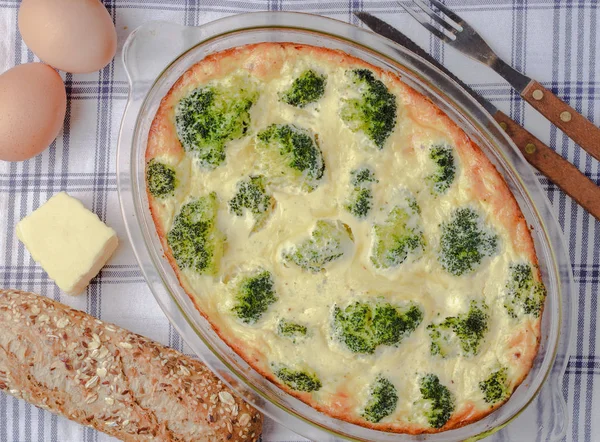 Casserole Végétarienne Ragoût Avec Fromage Brocoli Recette Casseroles Avec Fromage — Photo