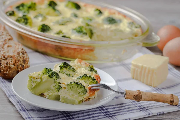 Caçarola Vegetariana Dieta Caçarola Com Queijo Brócolis Receita Para Caçarolas — Fotografia de Stock