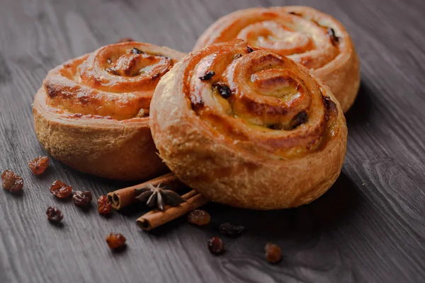 Bun Raisins Cinnamon Hot Bun Homemade Baking — Stock Photo, Image