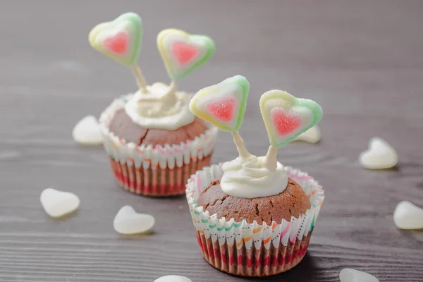 Muffins Til Valentinsdagen Februar Muffins Til Helligdager Muffins Til Valentinsdagen – stockfoto