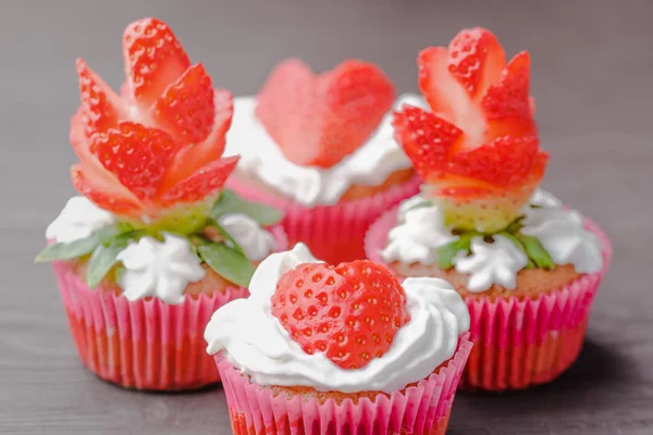 Muffins Festive Baking Valentine Day 14Th February Muffins Holidays Muffins — Stock Photo, Image