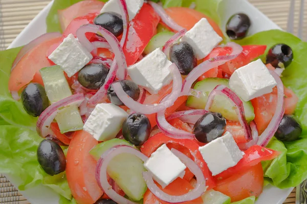 Греческий Салат Вегетарианский Салат Диетический Салат Аппетитный Салат Вкусный Салат — стоковое фото