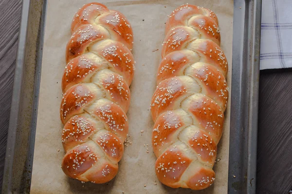 Challah Jewish Bread Homemade Baking Traditional Jewish Bread Jewish Pastries — Stock Photo, Image