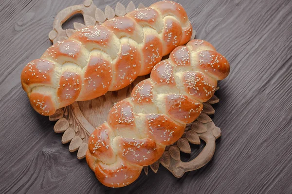 Хала Еврейский Хлеб Домашняя Выпечка Традиционный Еврейский Хлеб Еврейская Выпечка — стоковое фото