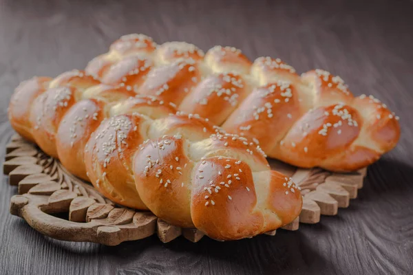 Халу Єврейських Хліб Домашньої Випічки Традиційної Єврейської Хліб Єврейський Тістечка — стокове фото