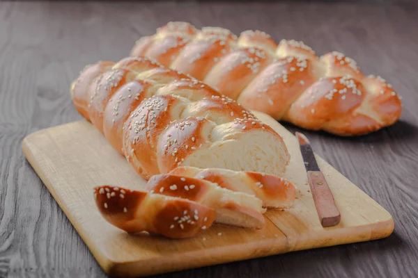 Challah Judiska Bröd Hemmagjord Bakning Traditionella Judiska Bröd Judiska Bakverk — Stockfoto