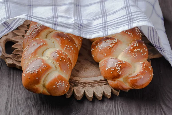 犹太面包 自制烘焙 传统犹太面包 犹太糕点 — 图库照片