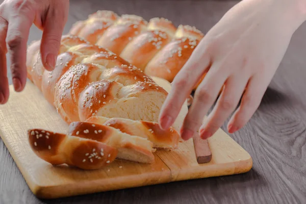 Challah Yahudi Ekmek Yapımı Ekmek Geleneksel Yahudi Ekmek Yahudi Hamur — Stok fotoğraf