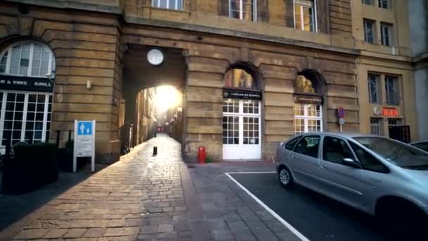Small street in the toen center of Metz France — Stock Video